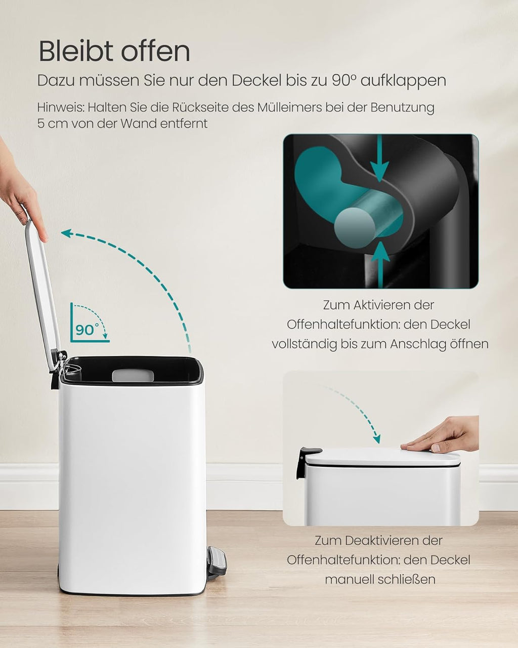 SONGMICS Kitchen Waste Bin LTB592W02