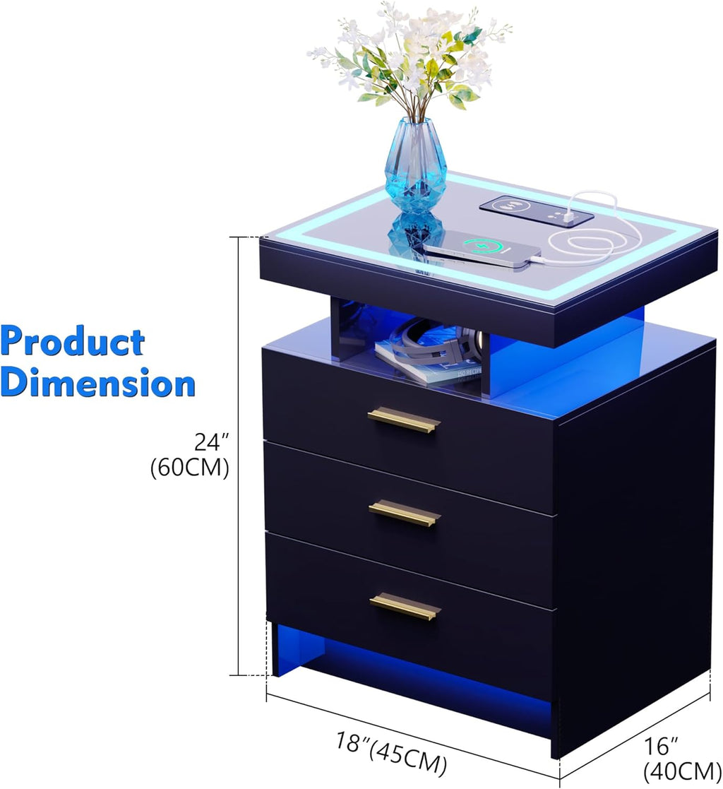 Bedside Table with Charging Station