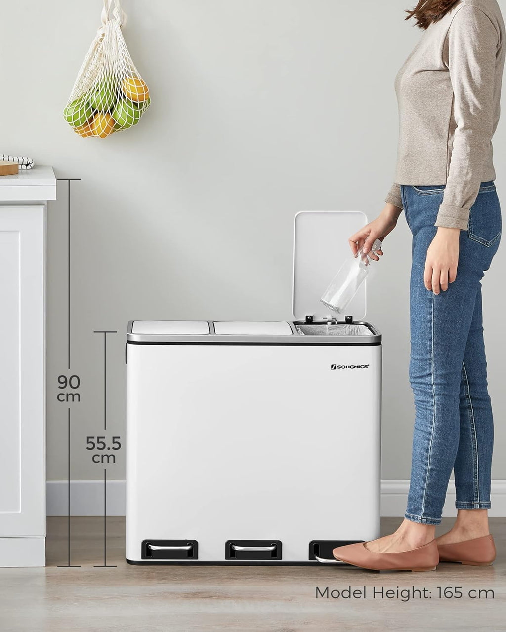 SONGMICS Kitchen Bin LTB54WT