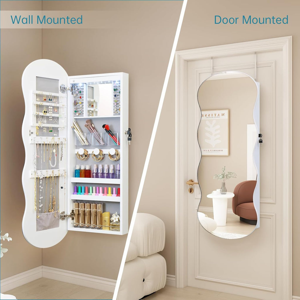 LED Jewelry Armoire Cabinet – Wall or Door Mounted