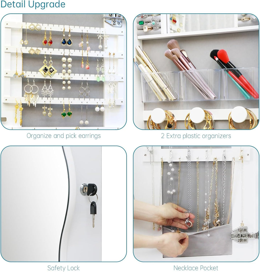 LED Jewelry Armoire Cabinet – Wall or Door Mounted