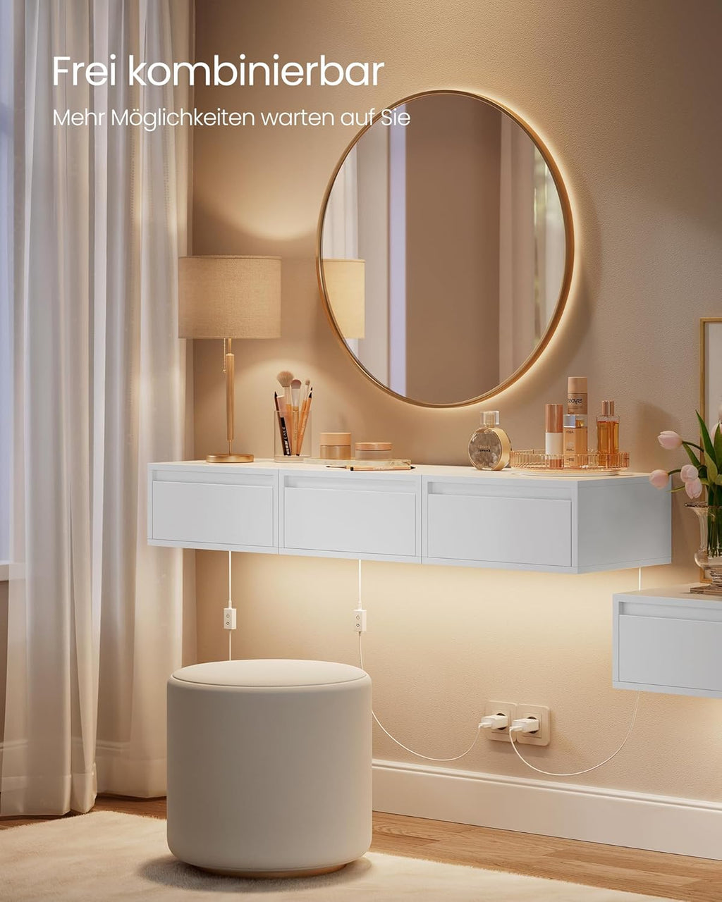 VASAGLE Bedside Table LET654W01