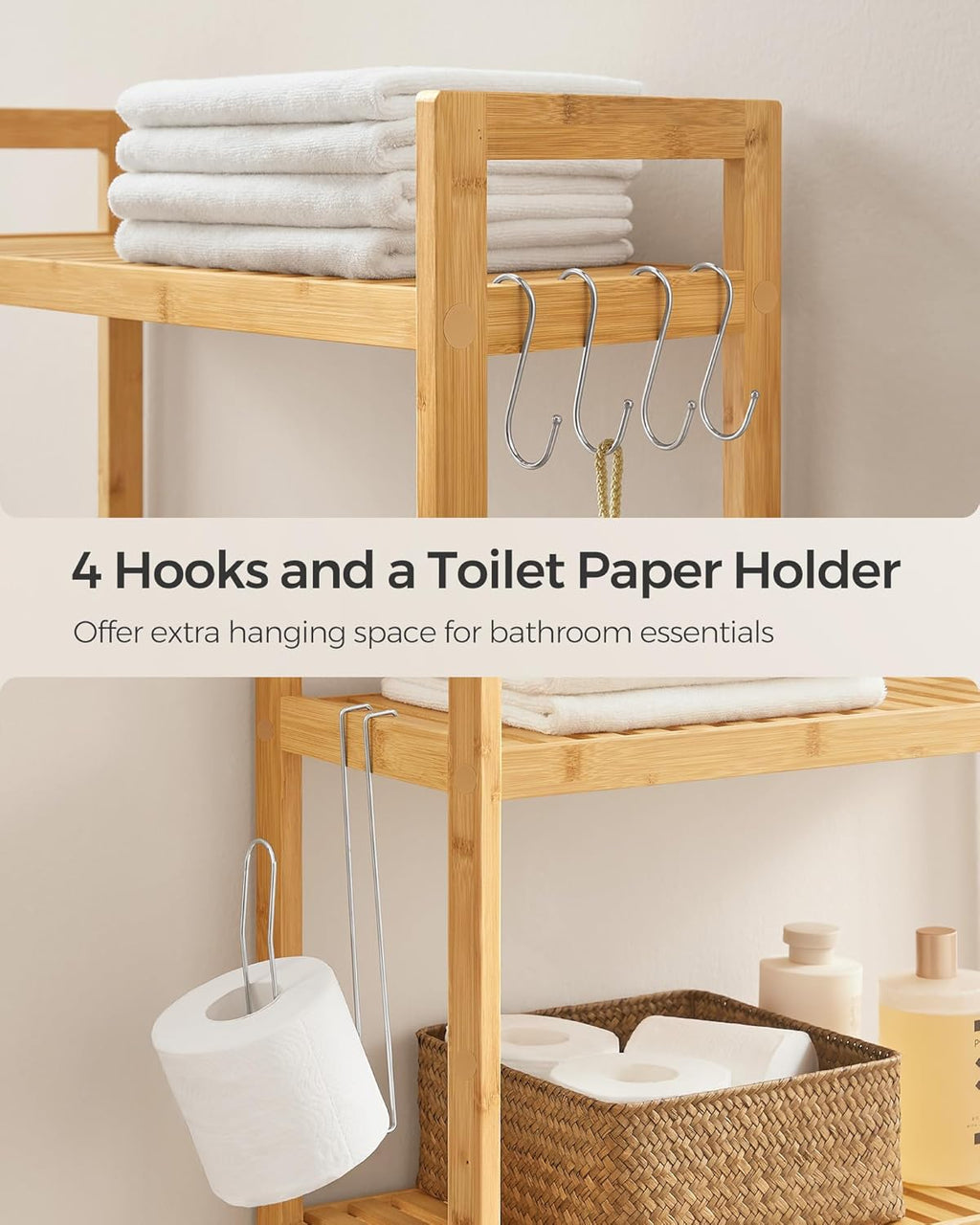 SONGMICS Bamboo Over The Toilet Storage UBTS001N01