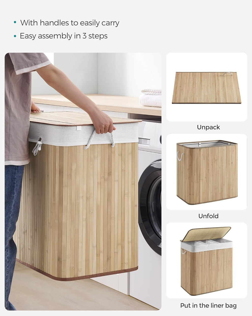 SONGMICS Laundry Basket LCB091N01