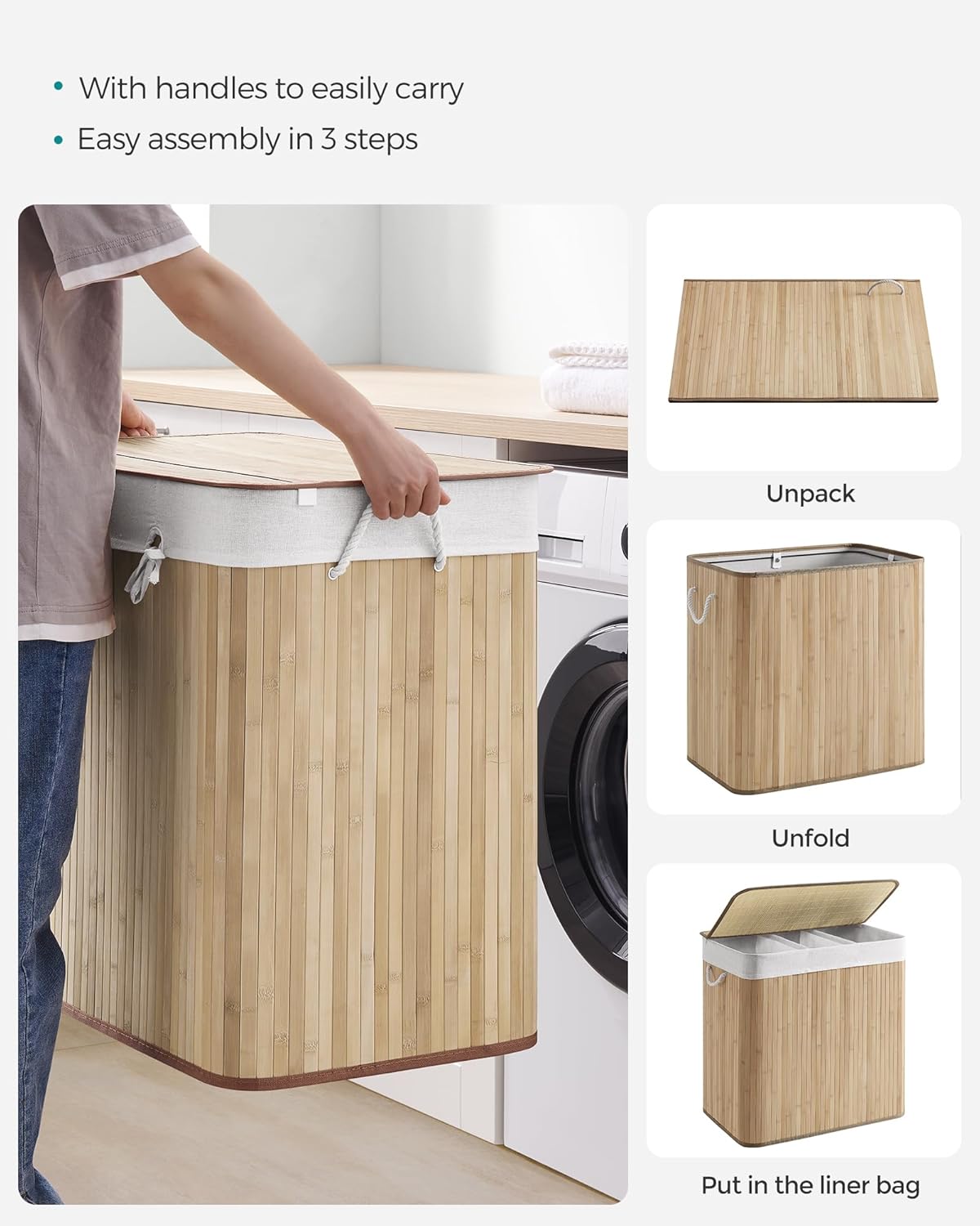 SONGMICS Laundry Basket LCB091N01