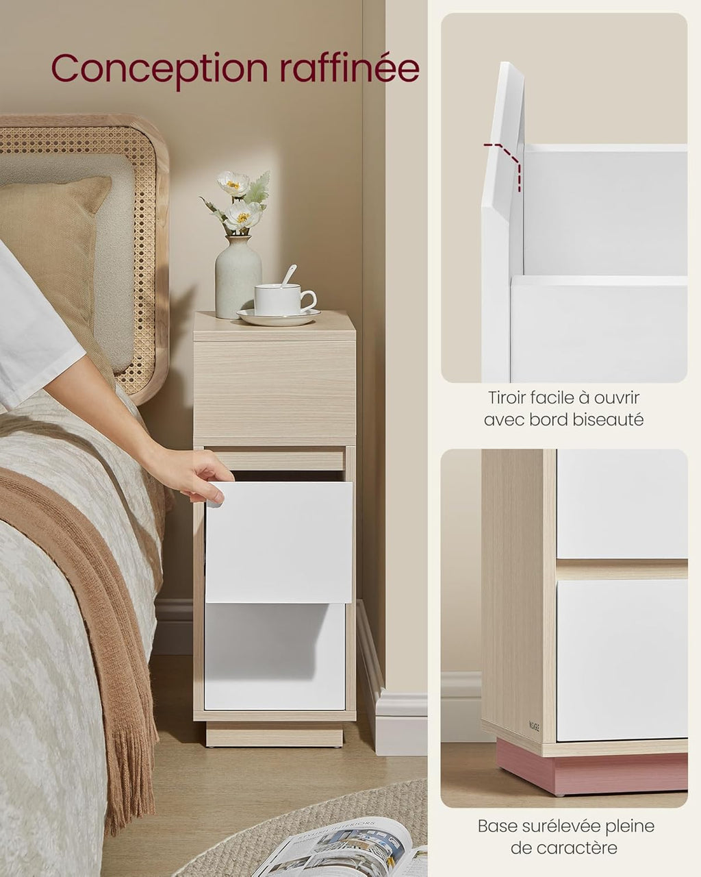 VASAGLE Narrow Bedside Table LET656N01