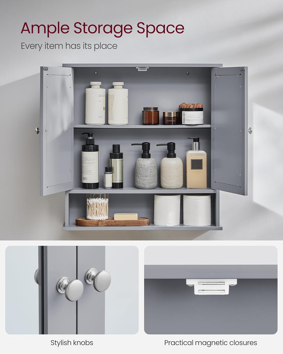 VASAGLE Bathroom Cabinet with Mirror LHC002G02