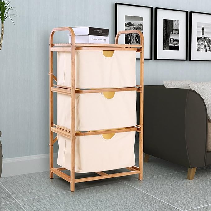 Bamboo Laundry Basket and Shelf