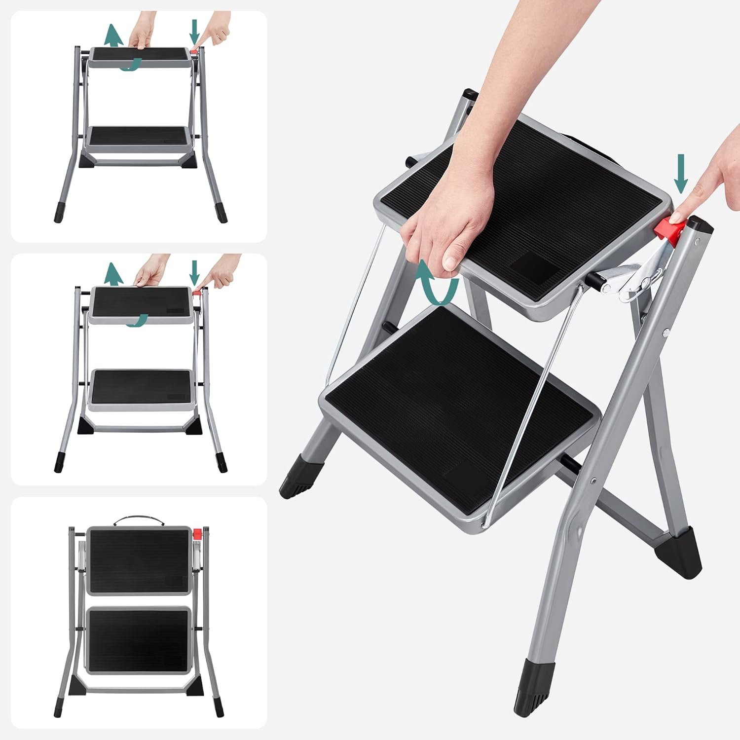 SONGMICS Folding 2 Step Ladder GSL002GY01