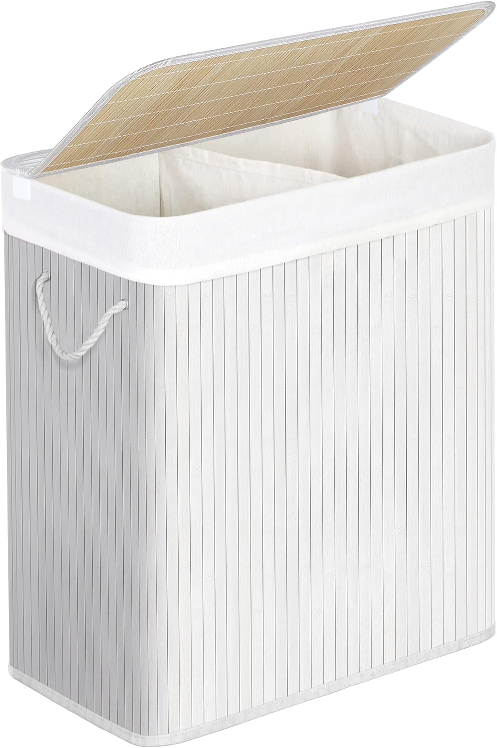 SONGMICS Laundry Basket with Lid LCB64WT