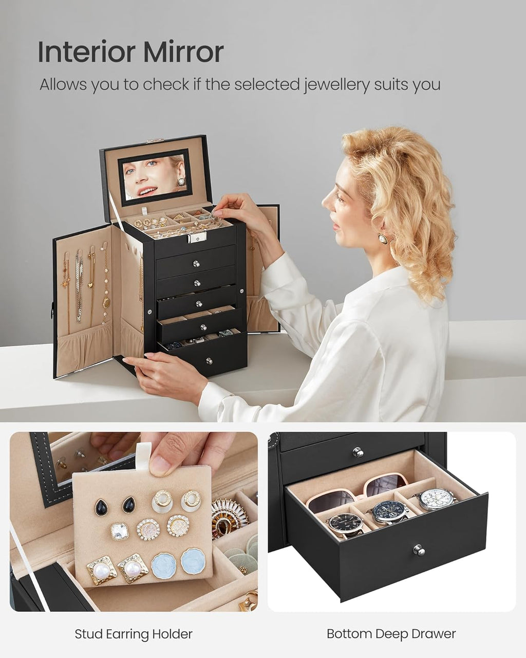 SONGMICS Jewellery Box 6 Tiers JBC152B01