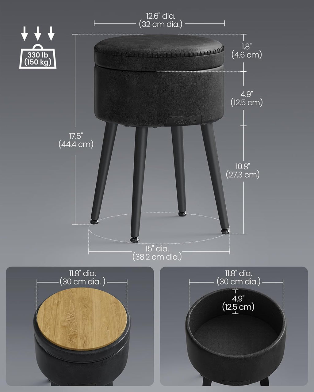 VASAGLE Storage Ottoman LOM005B01