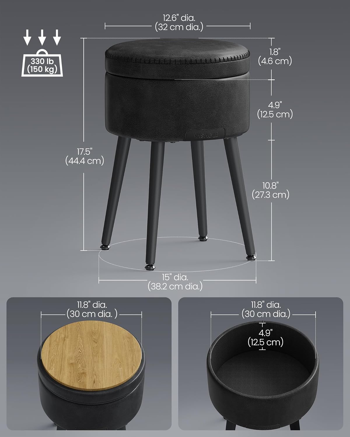 VASAGLE Storage Ottoman LOM005B01