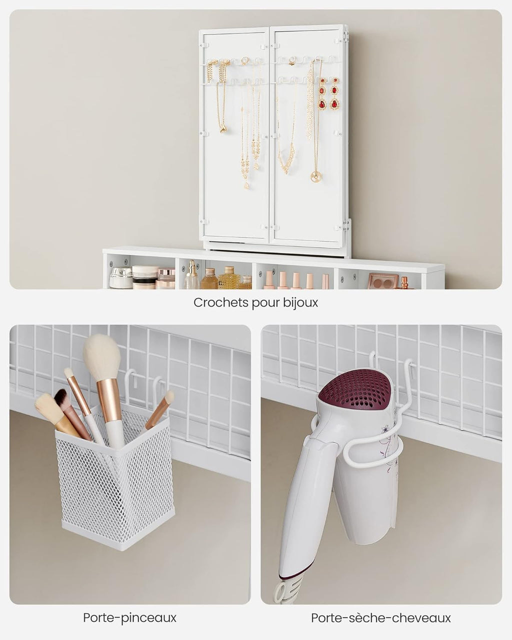 VASAGLE Dressing Table with Padded Stool RVT004W14V1