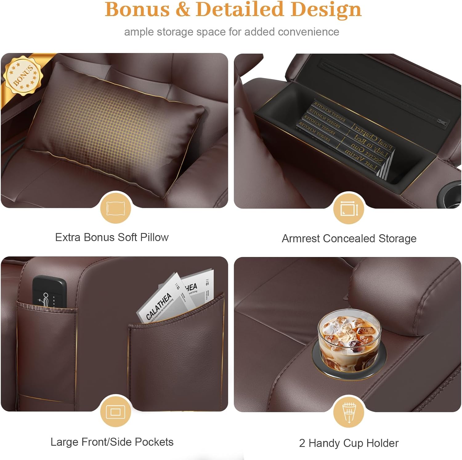 Electric Power Recliner Chair with Heat and Back Massage