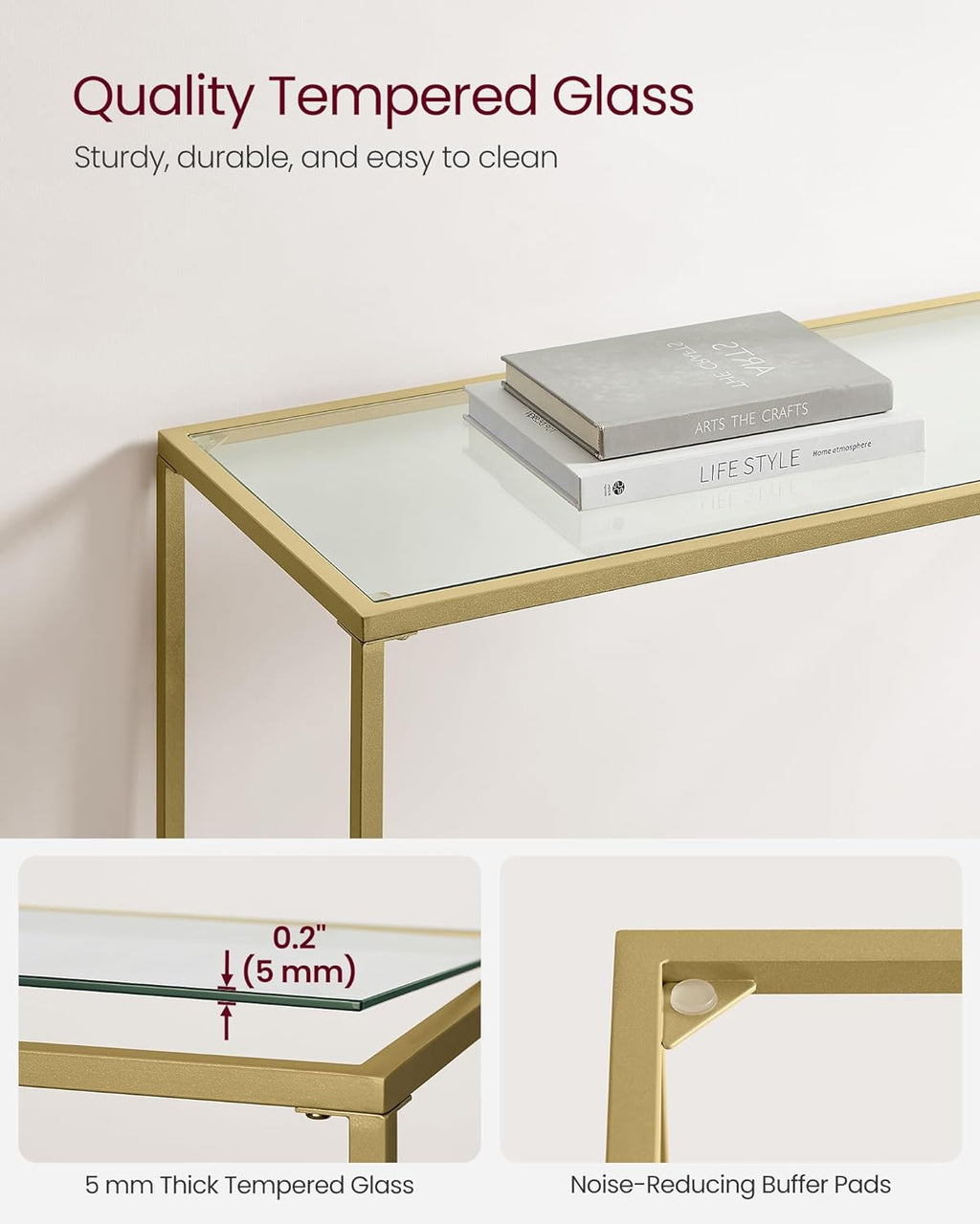 VASAGLE Tempered Glass Sofa Table