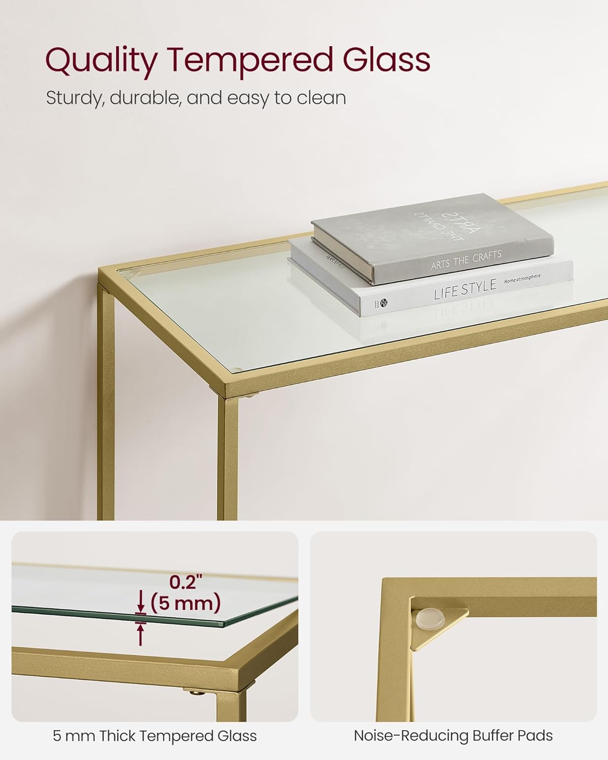 VASAGLE Tempered Glass Sofa Table