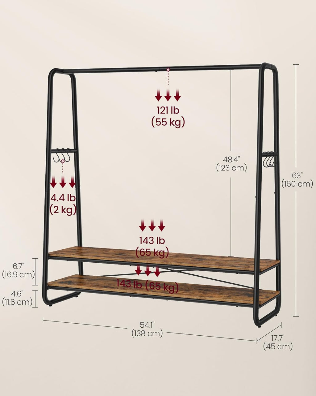 VASAGLE Clothes Rail RGR119B01