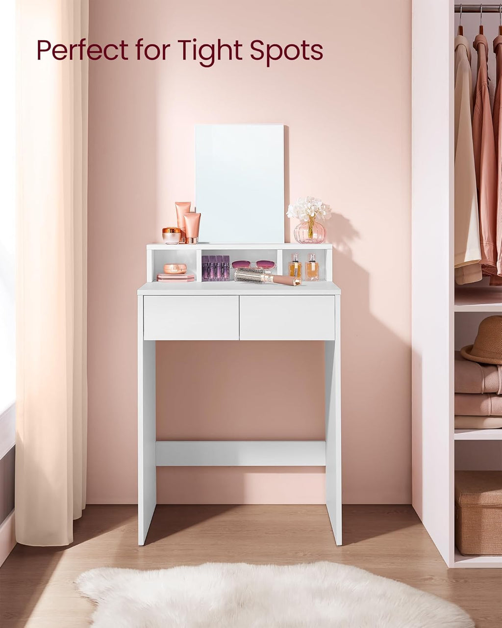 VASAGLE Modern White Dressing Table RDT103W01