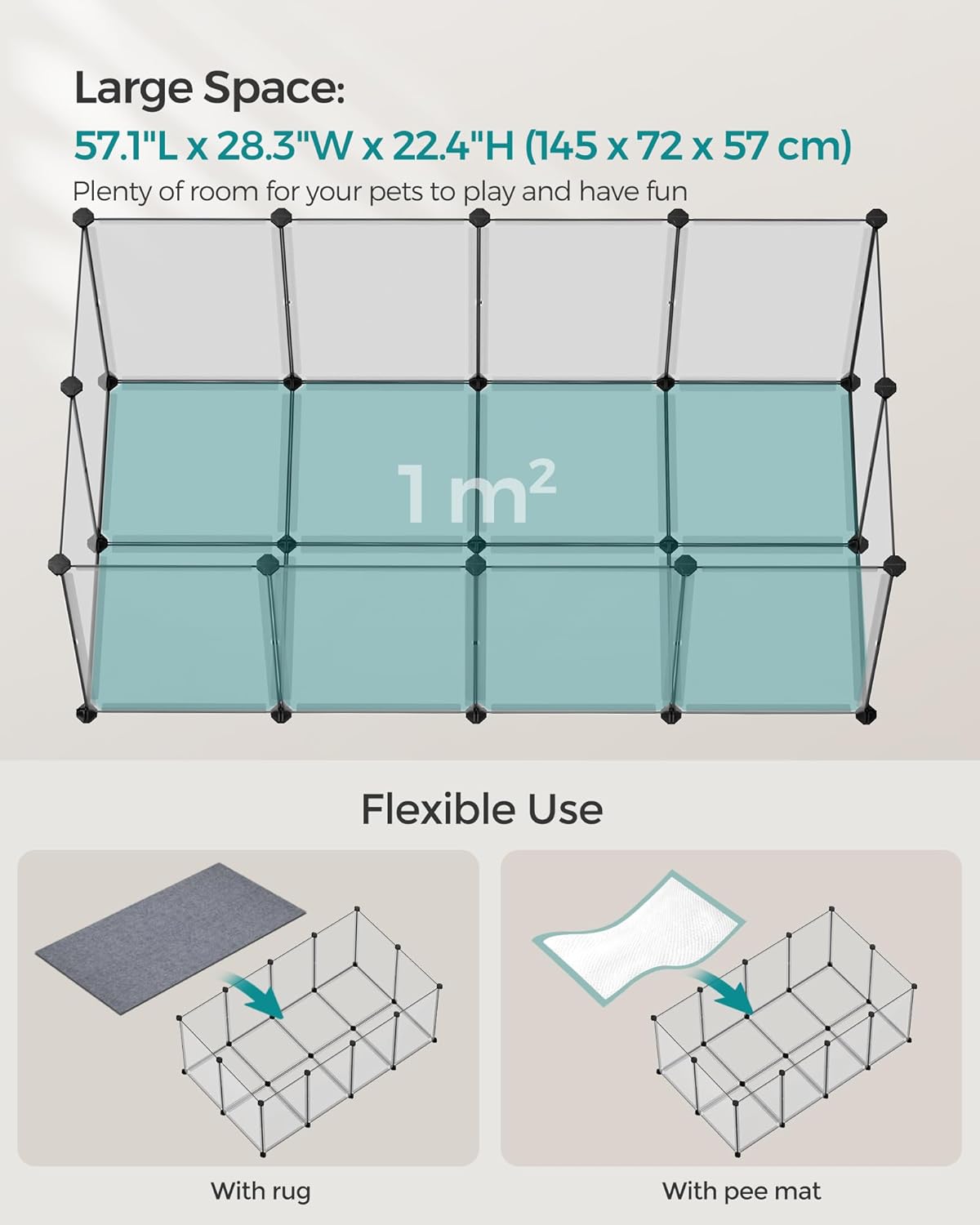 SONGMICS Pet Playpen with Floor LPC007W01