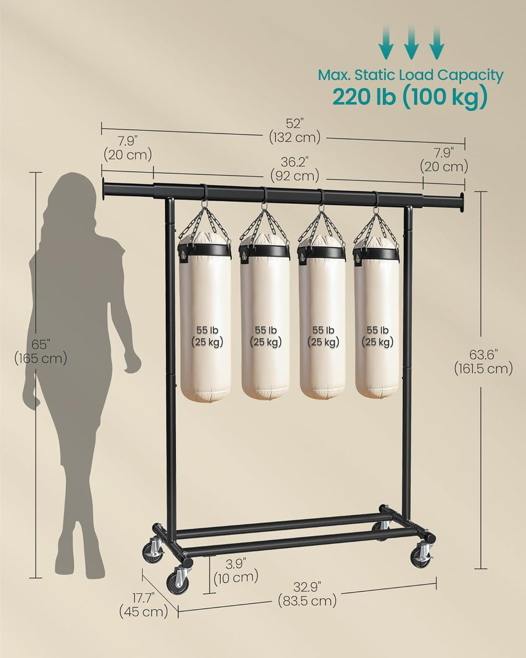 SONGMICS Clothes Rack on Wheels HSR013BKV1