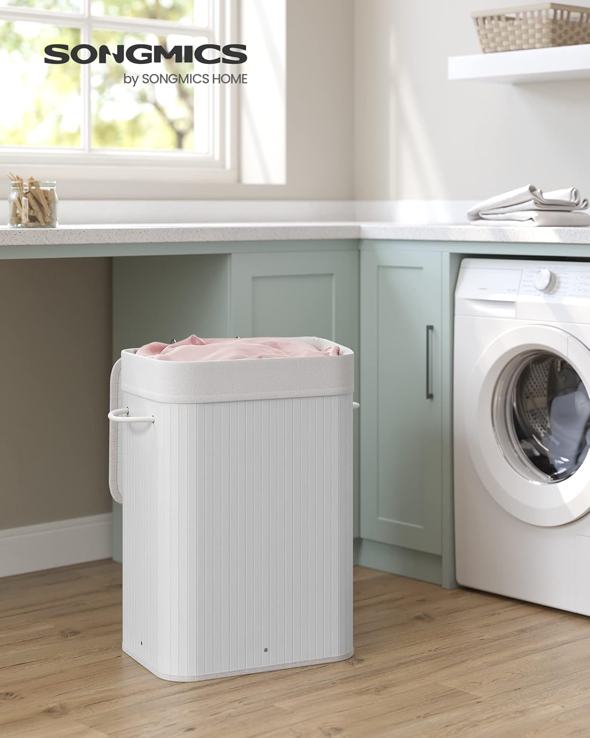 SONGMICS Laundry Basket with Lid LCB010W01