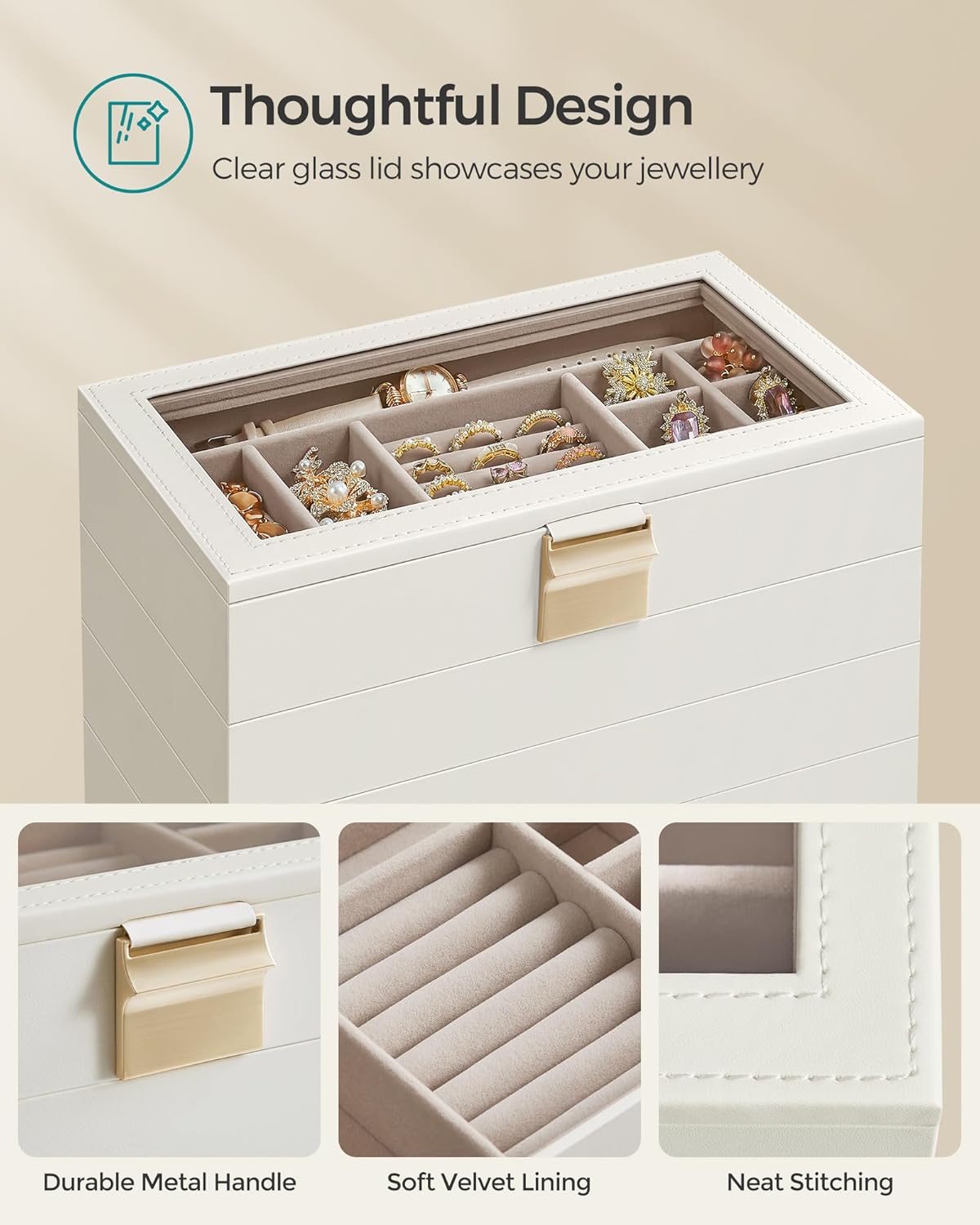 SONGMICS Jewellery Box JBC195W01