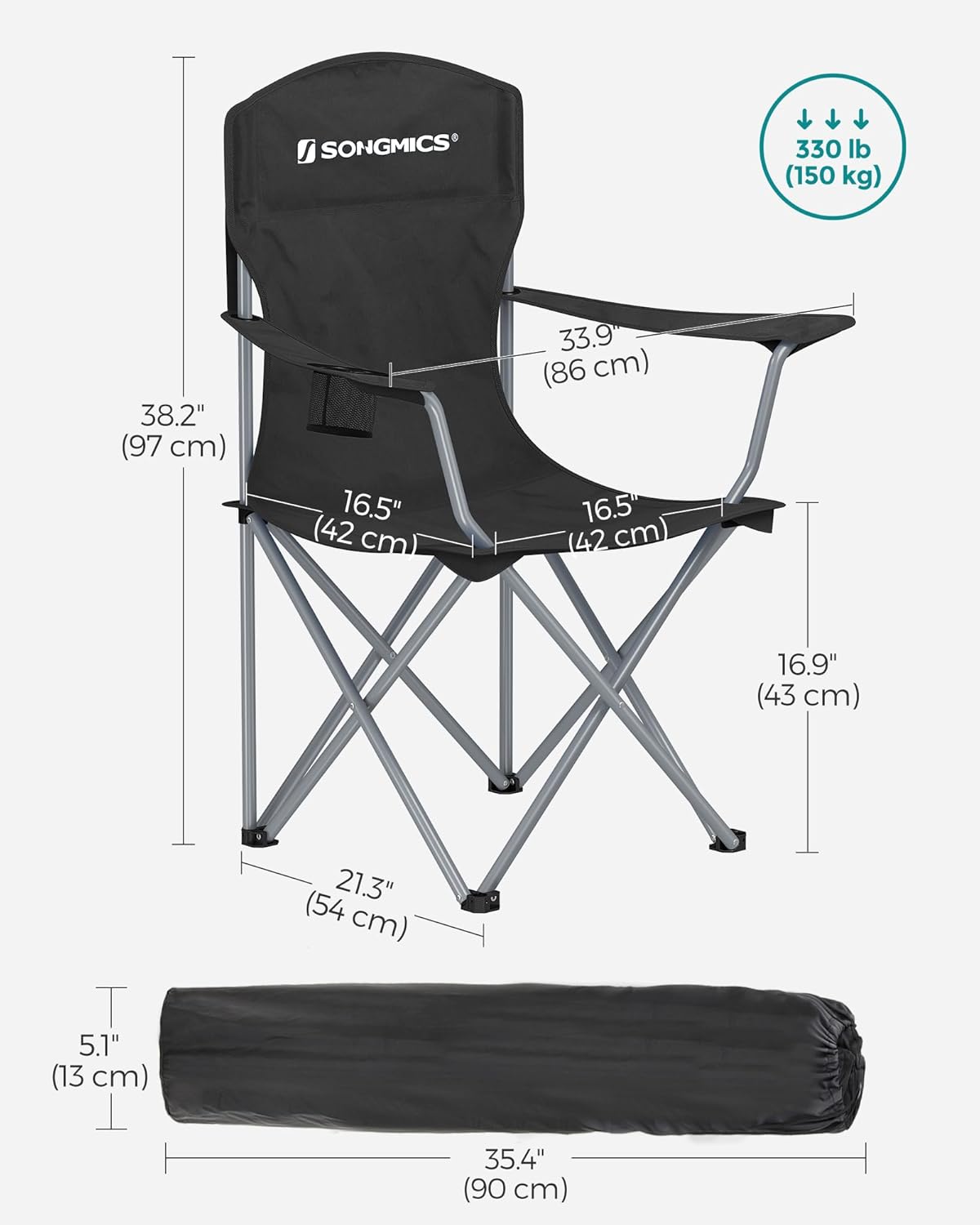 SONGMICS 2 Pack Folding Camping Chairs GCB08BK