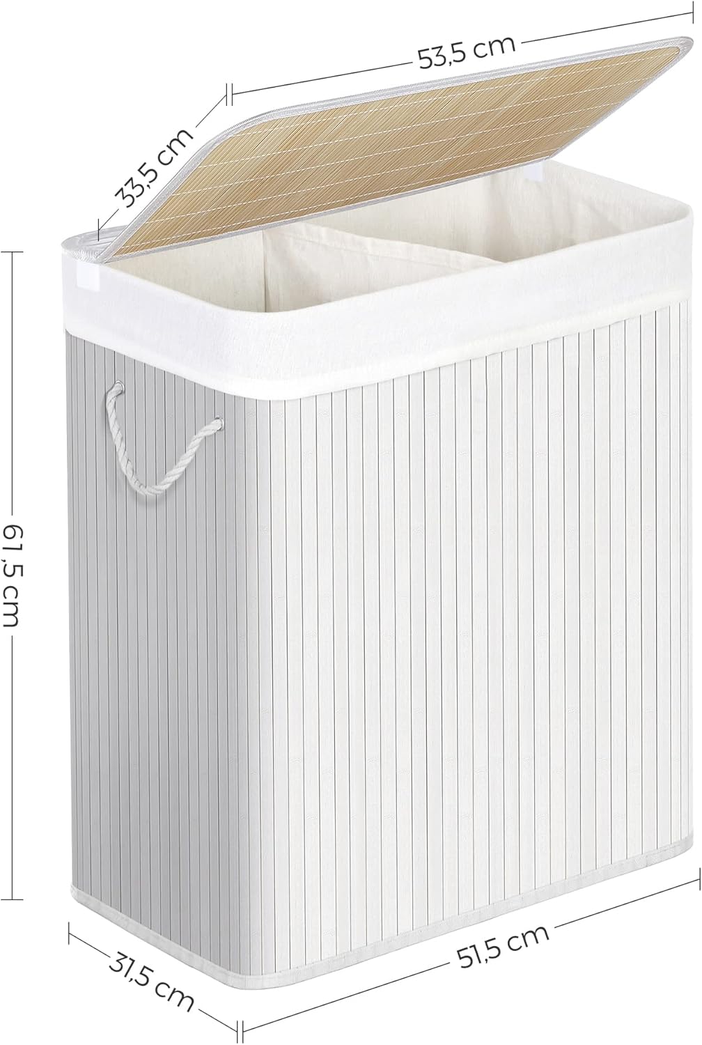 SONGMICS Laundry Basket with Lid LCB64WT
