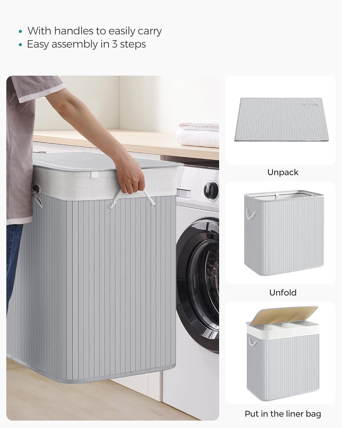 SONGMICS Laundry Hamper Basket LCB091G01
