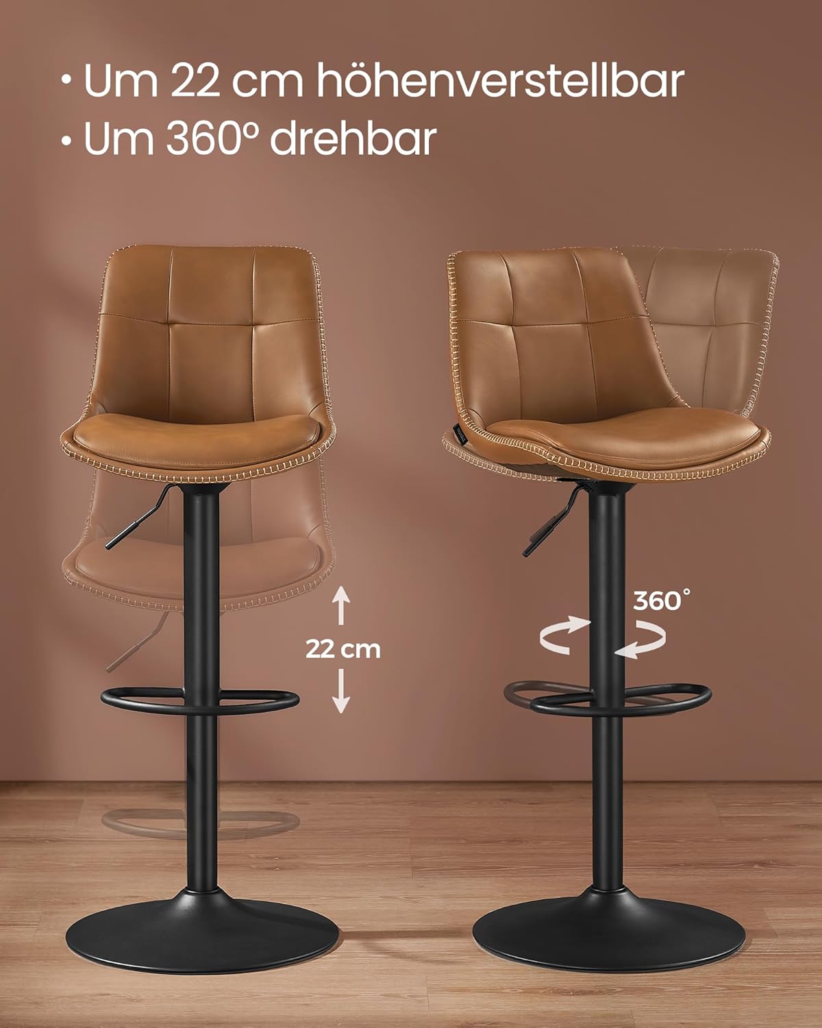 VASAGLE Set of 2 Bar Stools