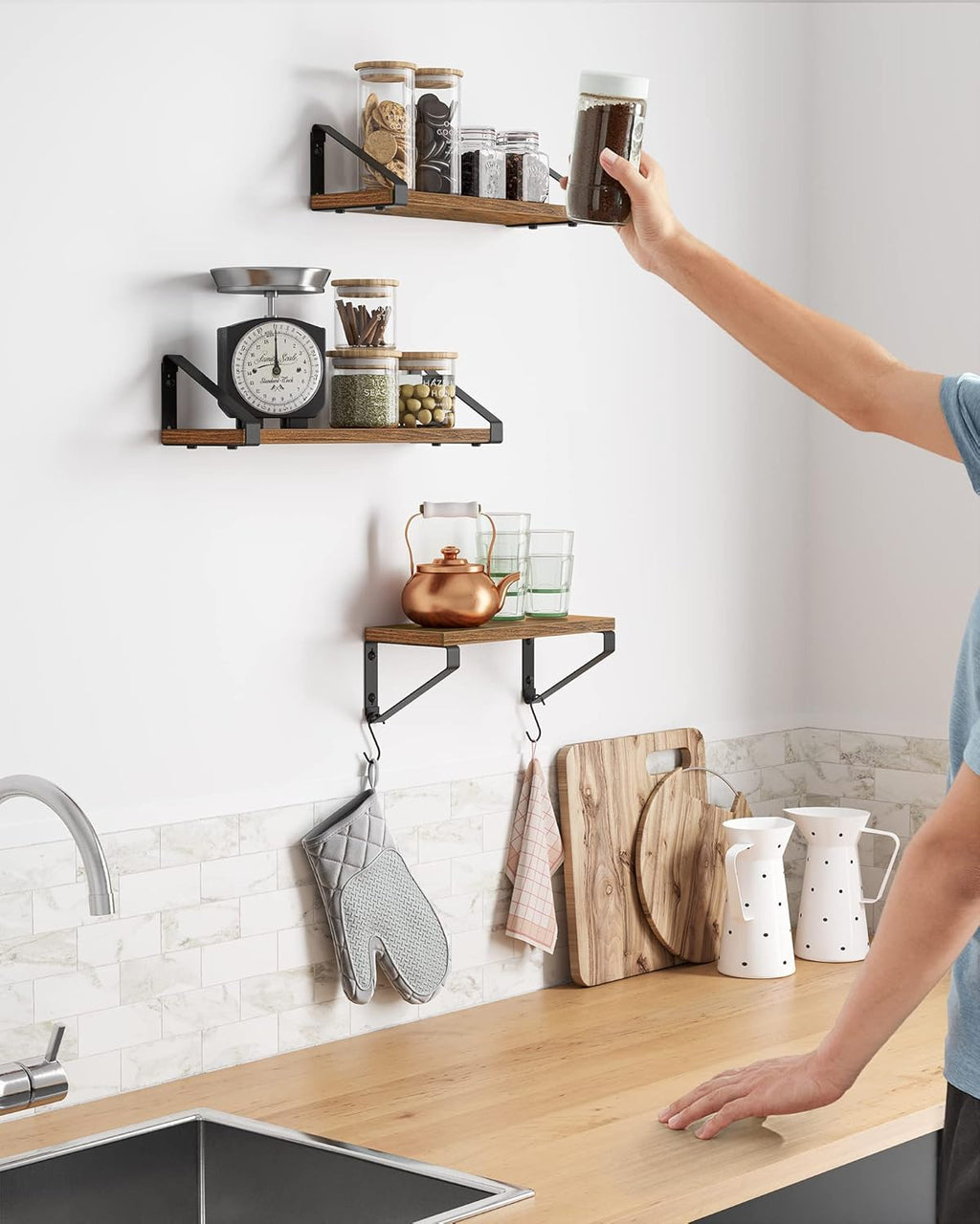 VASAGLE Set of 3 Wall Shelf LWS33BX