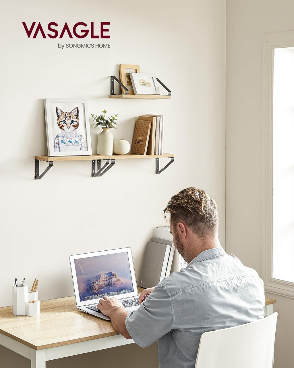 VASAGLE Set of 3 Wall Shelves LWS033B11