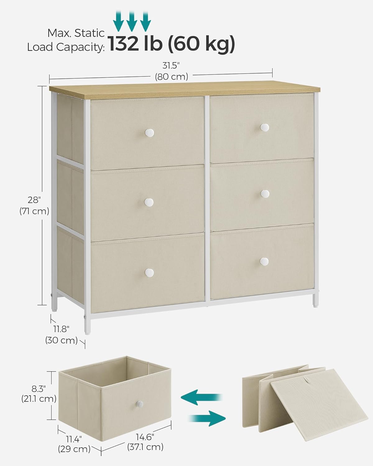 SONGMICS Chest of Drawers LTS323W01