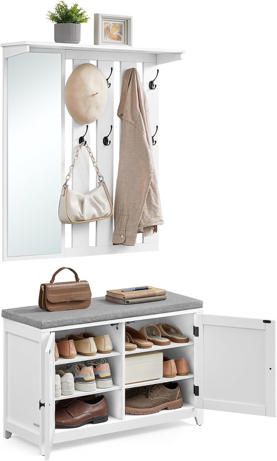 VASAGLE Coat Rack with Shoe Bench LSC010W01