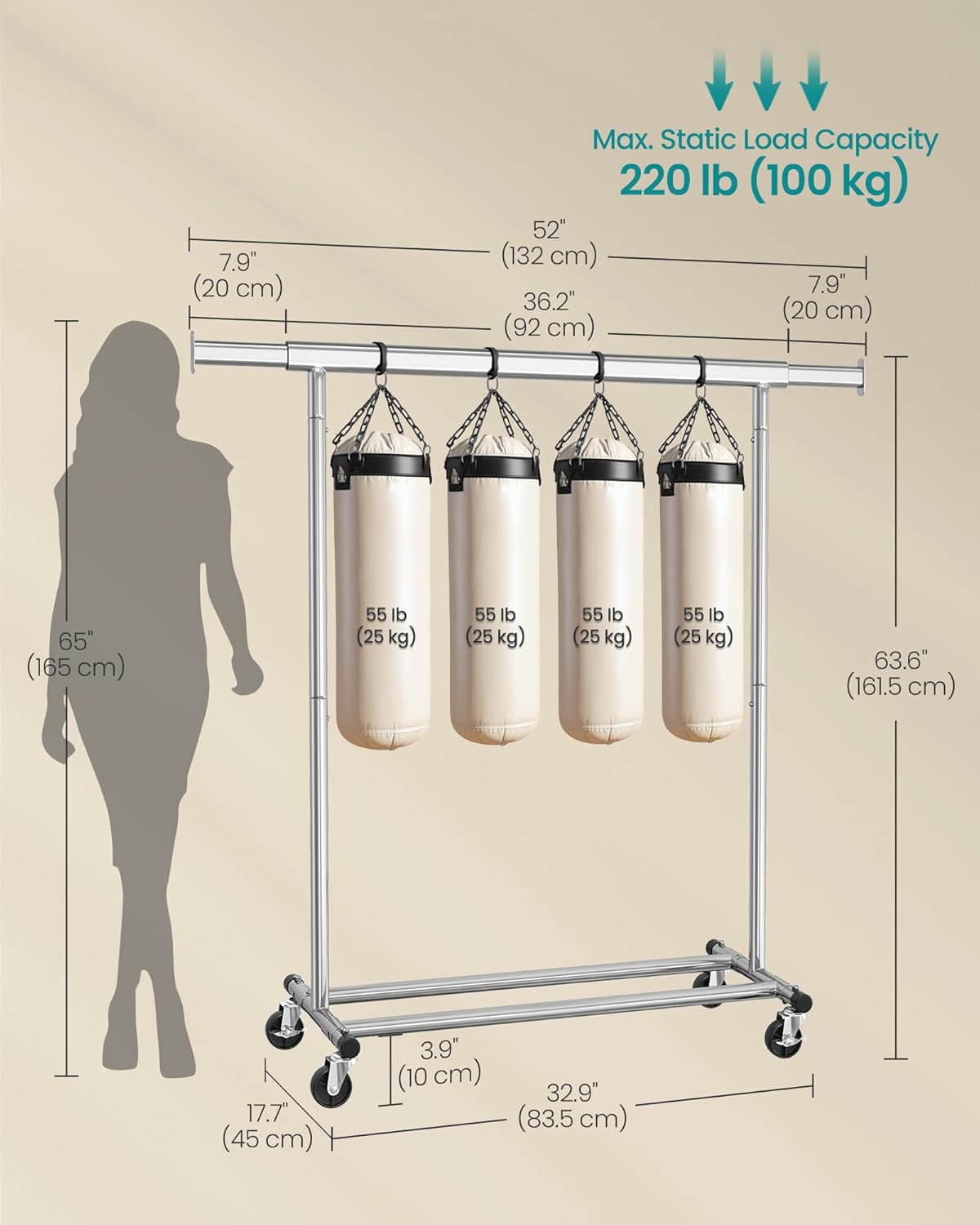 SONGMICS Clothes Rack on Wheels HSR13S