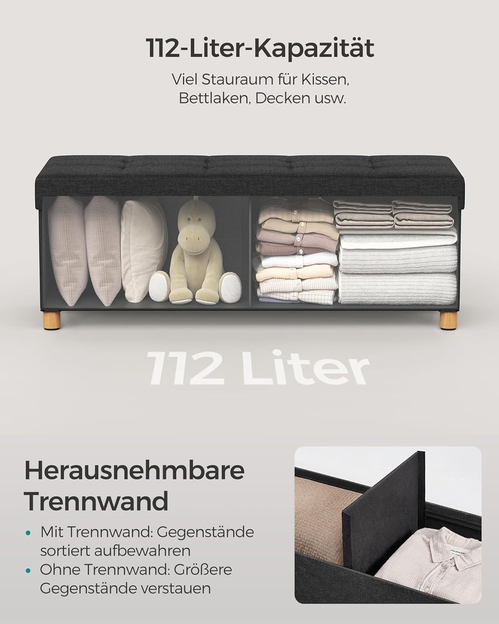 SONGMICS Stool with Storage Space LSF016B11