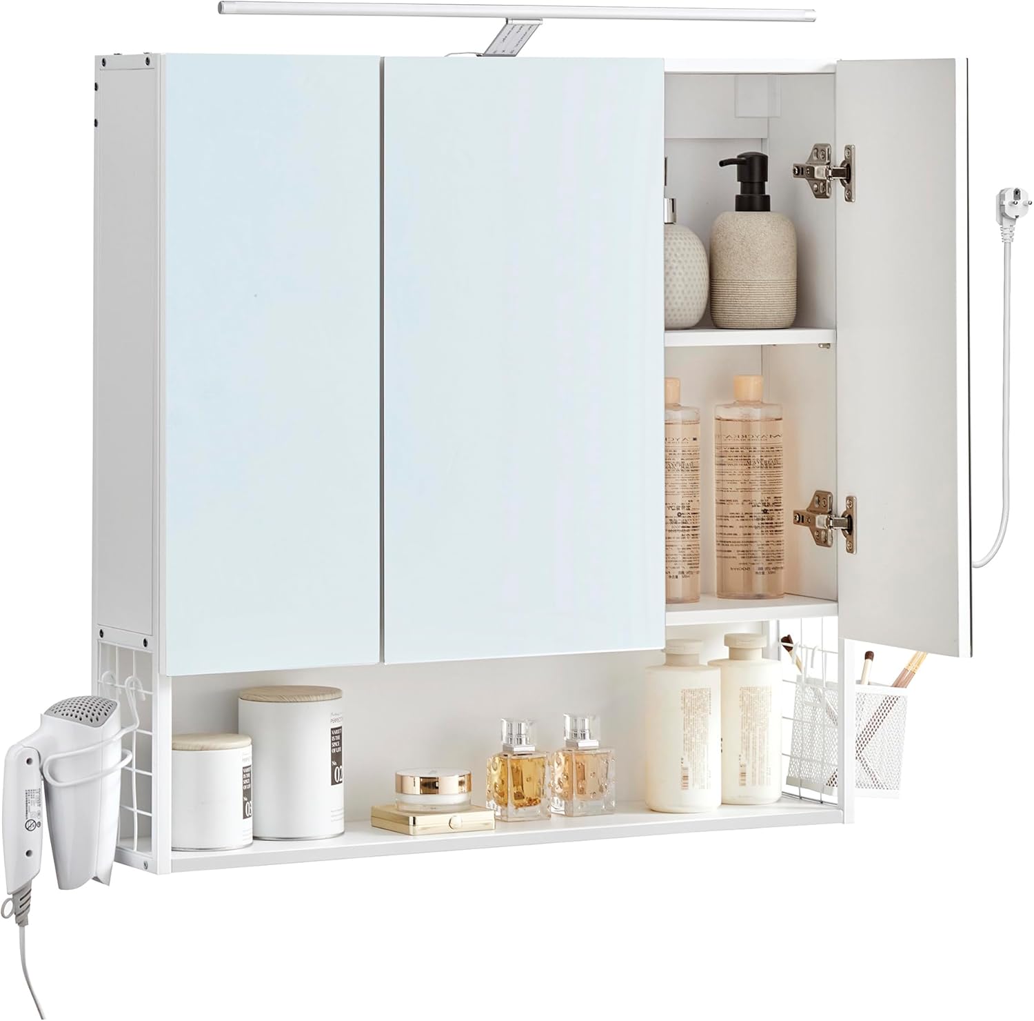 VASAGLE Bathroom Cabinet with LED Lighting