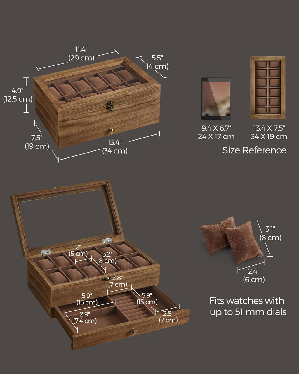 SONGMICS Watch Box UJOW012K01