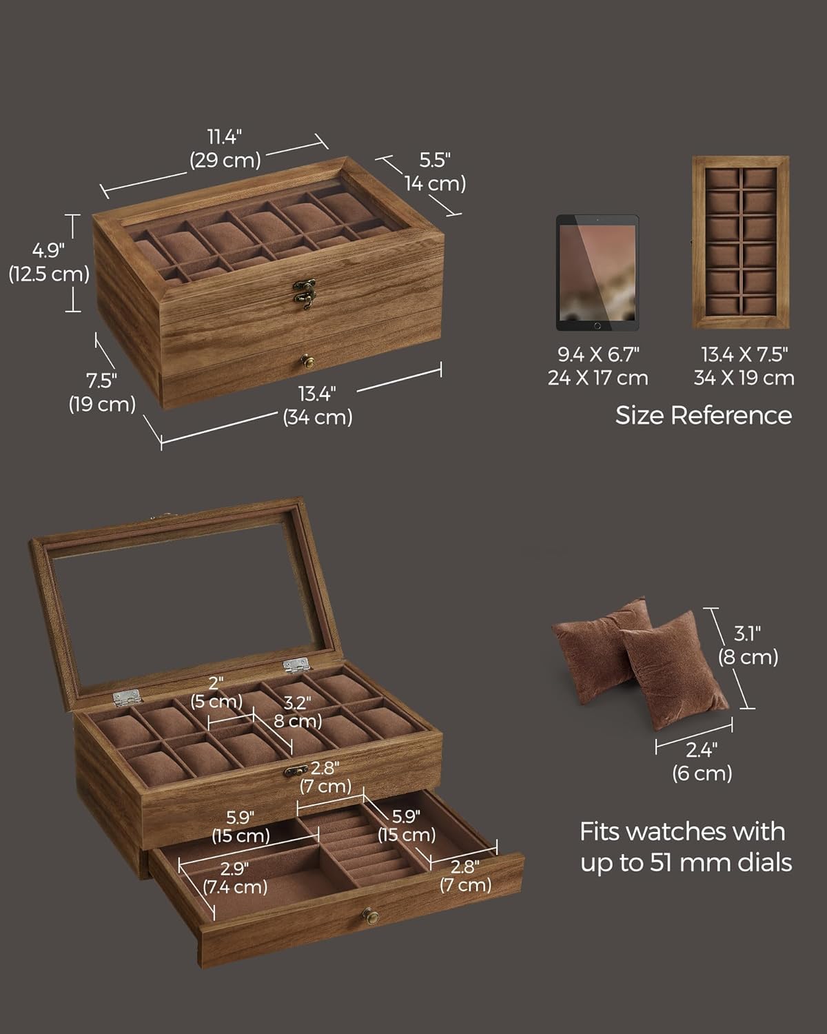 SONGMICS Watch Box UJOW012K01