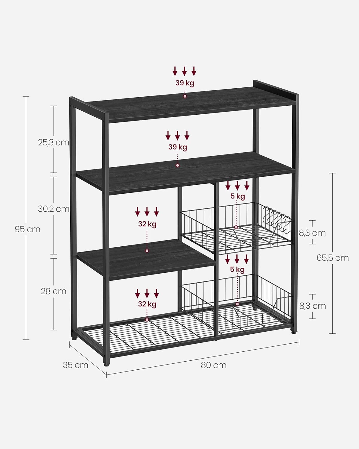 VASAGLE Microwave Kitchen Storage Cabinet