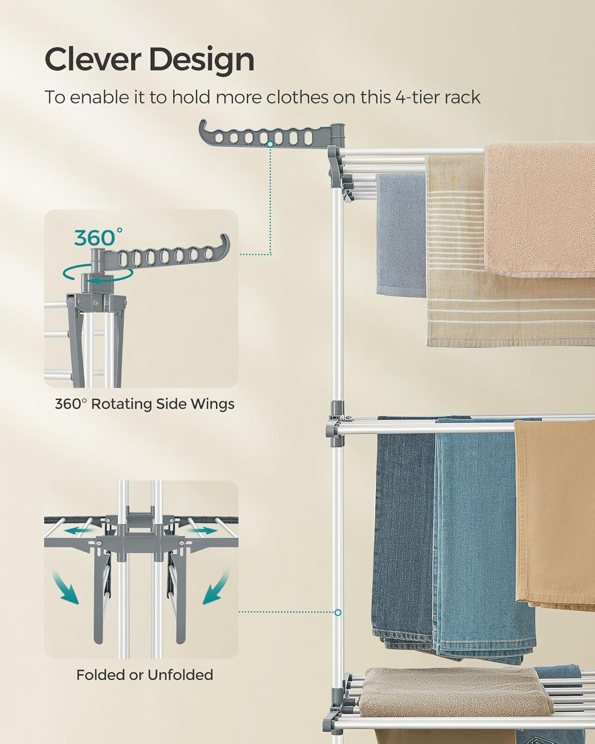 SONGMICS Large Clothes Airer LLR701w01v1