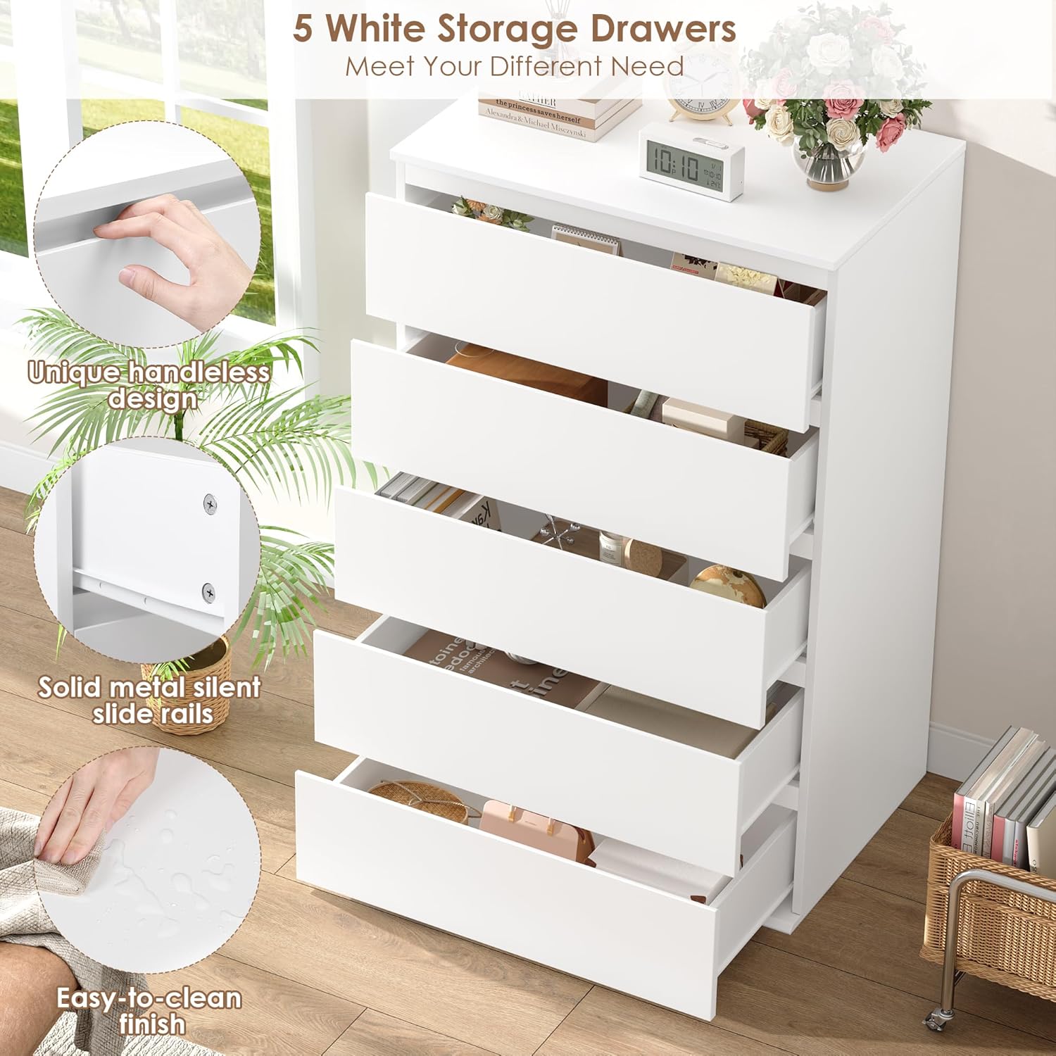 White Dresser with Large Storage Space