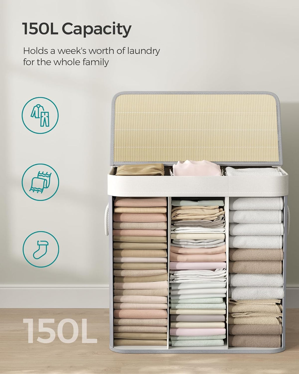 SONGMICS Laundry Hamper Basket LCB091G01