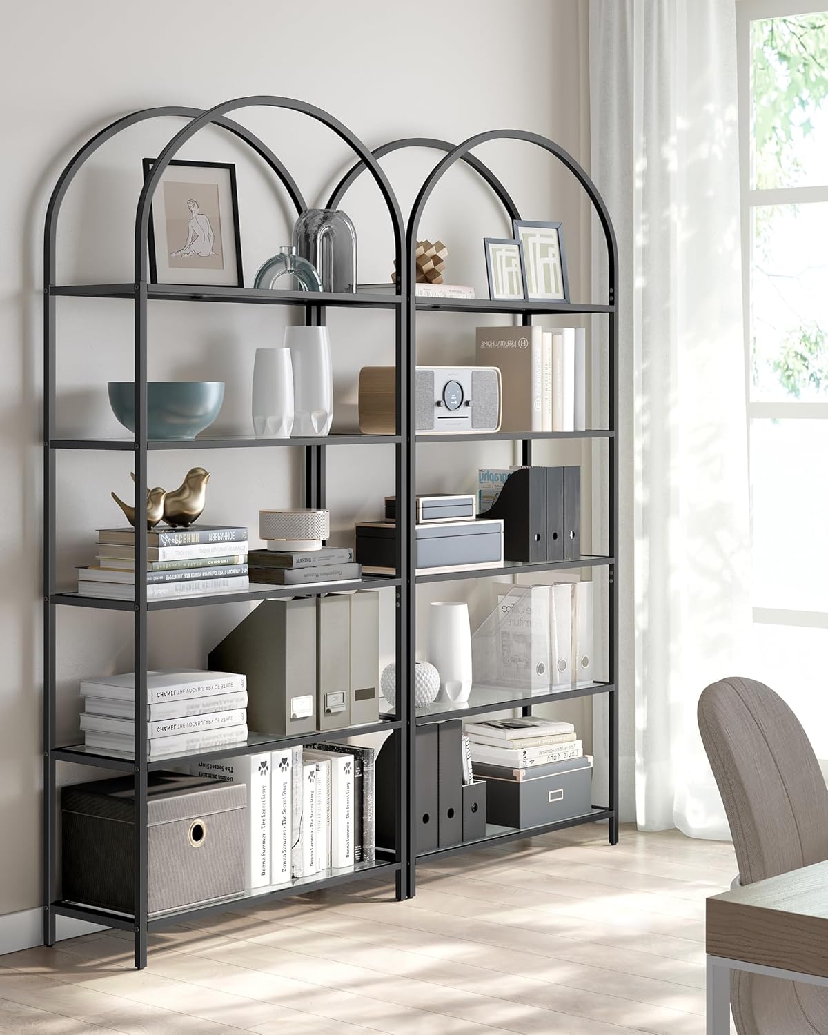 VASAGLE 5 Tier Tempered Glass Shelf