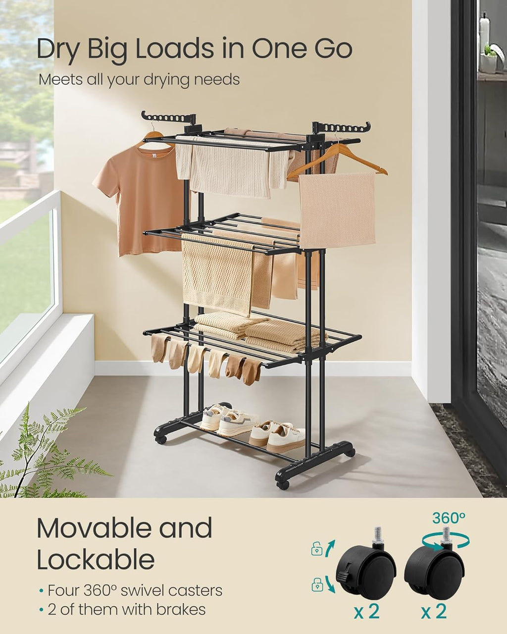 SONGMICS Clothes Drying Rack LLR701B01