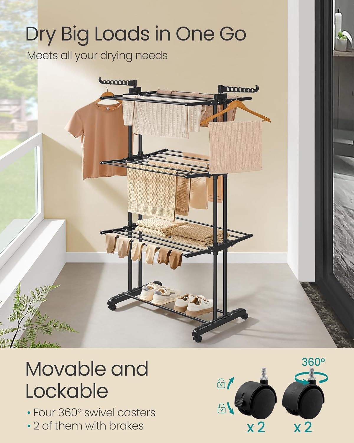 SONGMICS Clothes Drying Rack LLR701B01