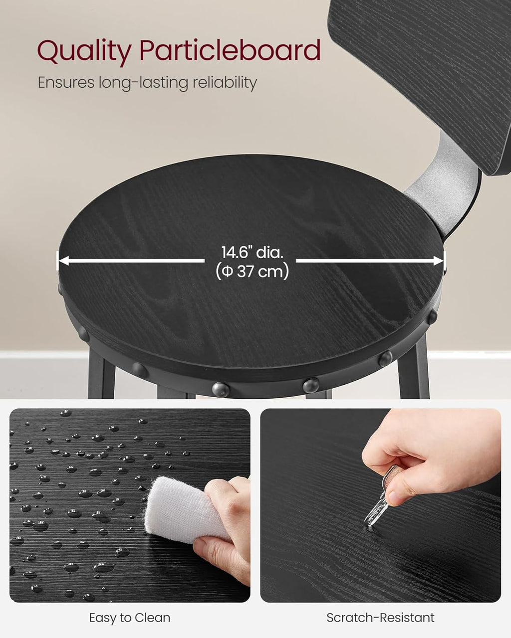 VASAGLE Bar Stools Set of 2 ULBC026B56