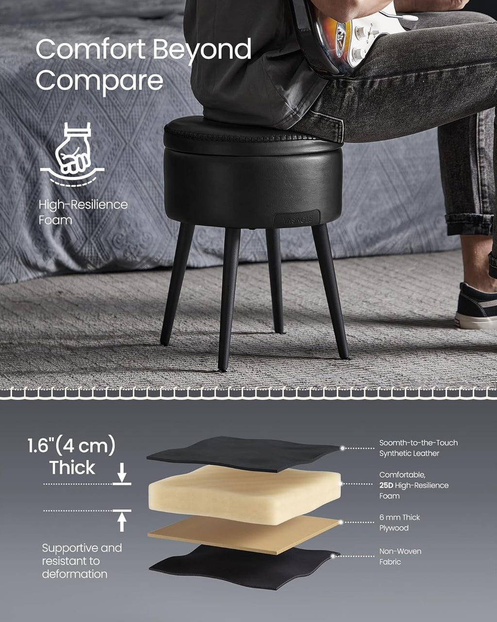 VASAGLE Storage Ottoman LOM005B01