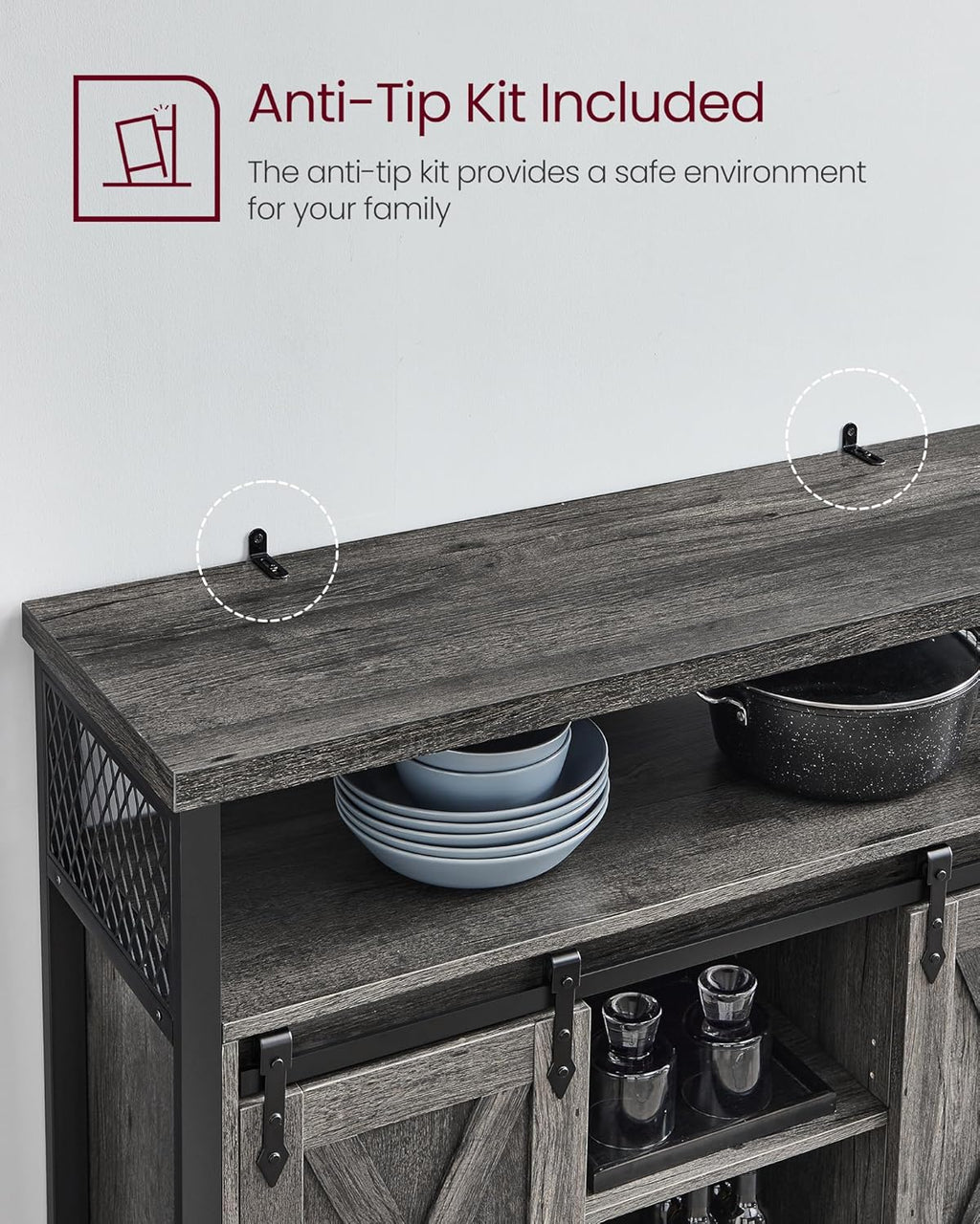 VASAGLE Sideboard, Kitchen Cabinet LSC092B04